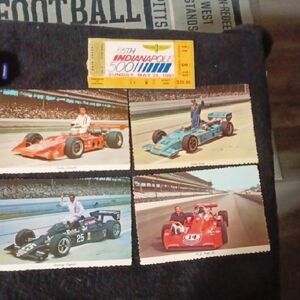 1972 Indy 500 Postcards And Ticket Stub From 65th Indy 500